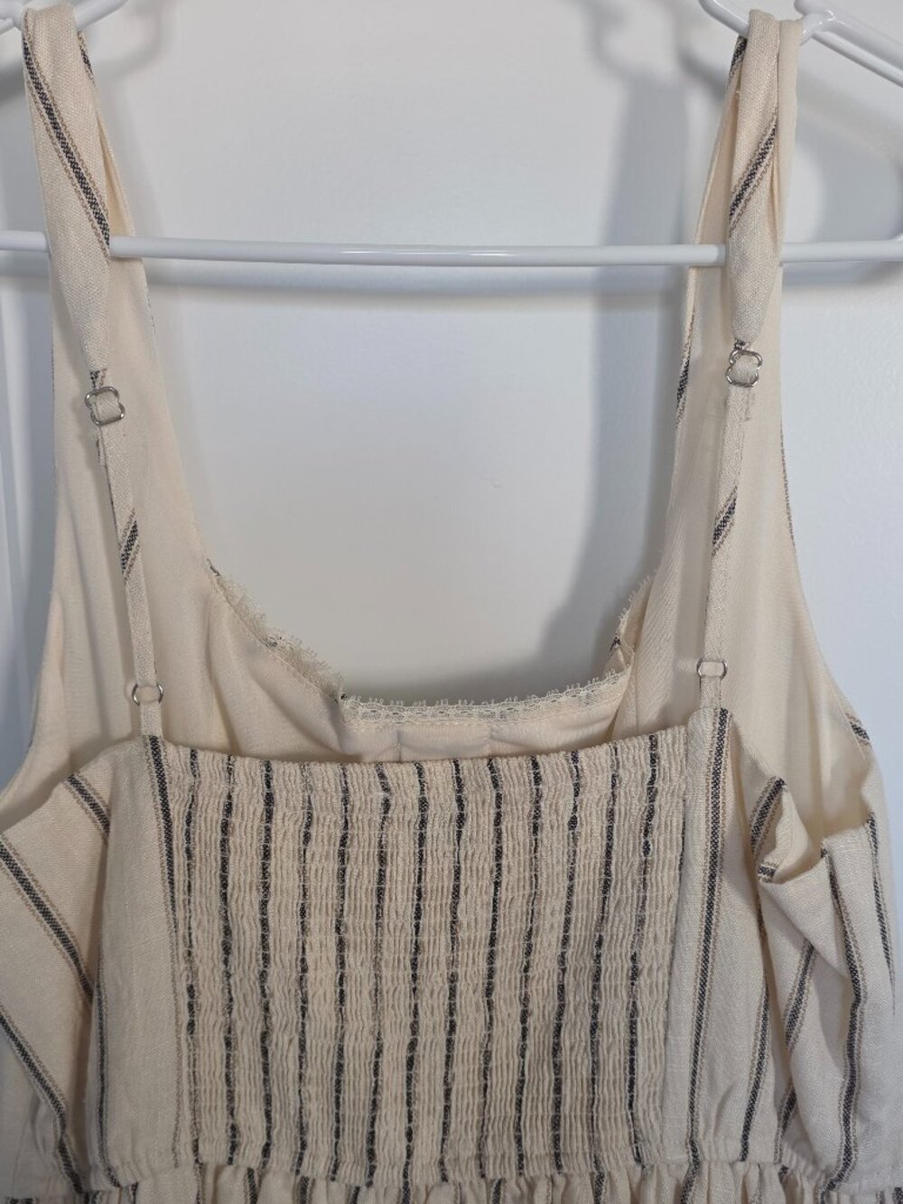 Bohme Cream Striped Midi Dress - Size Large - Picture 5 of 6